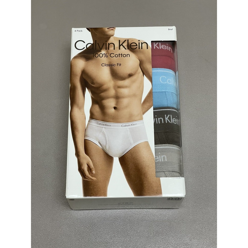 Calvin Klein‎ Underwear Mens Sz 2XL 4 Pack 100% Cotton Brief Assorted Colors NEW
